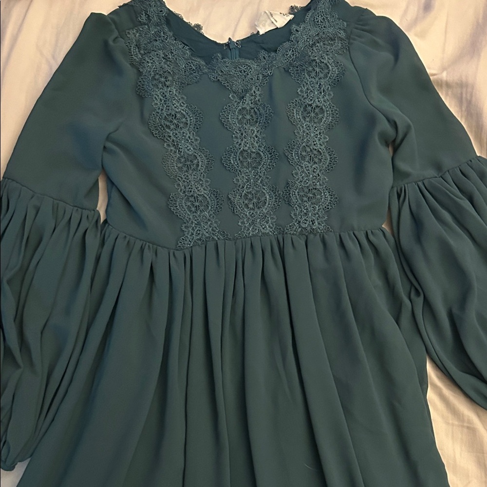 Joyfolie Elegant Teal and Lace Dress for Girls Size 10